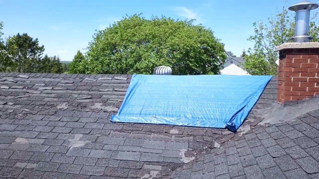 tarp on the roof