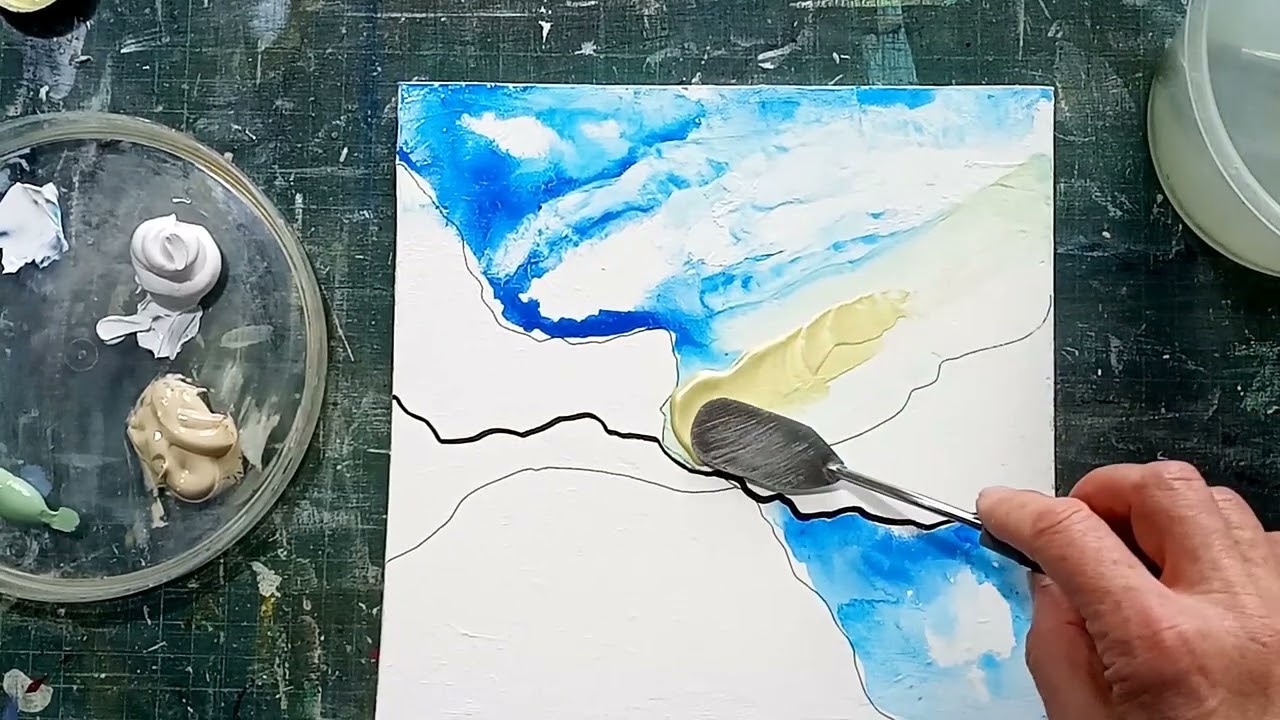 Small Acrylic Ink & Paint Abstract Painting - 'Spring Landscape'. Simple and Effective! 😄