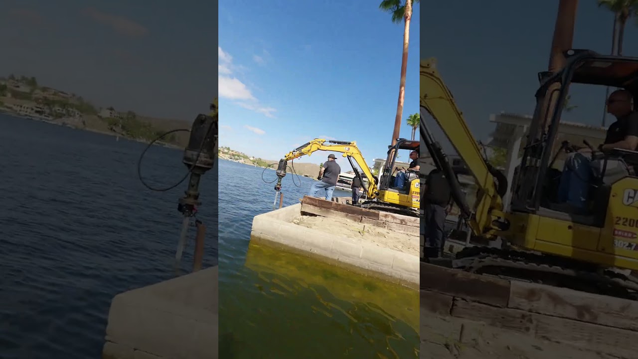Helical Piles For New Seawall - Canyon Lake - FPV Drone
