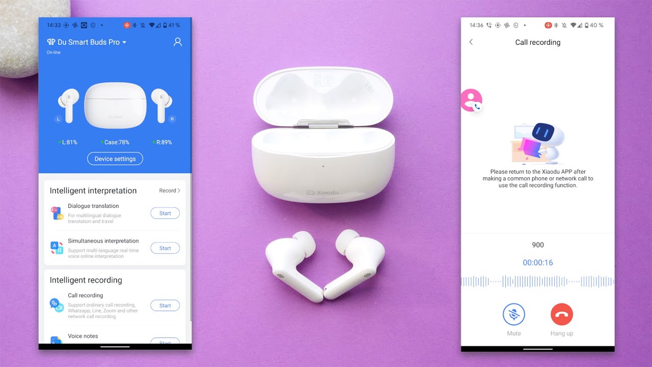Наушники с записью разговоров и синхронным переводом - Xiaodu Du Smart Buds Pro