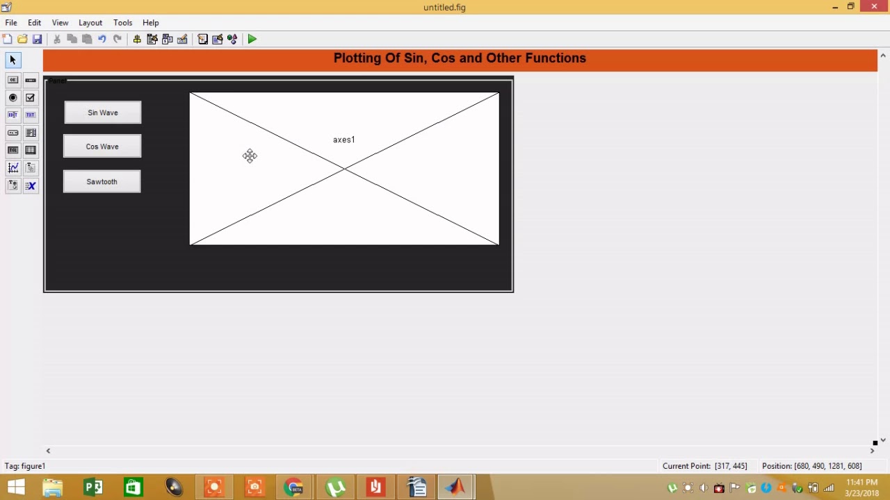 Sin Wave Cos Wave and Sawtooth Wave plotting GUI in Matlab