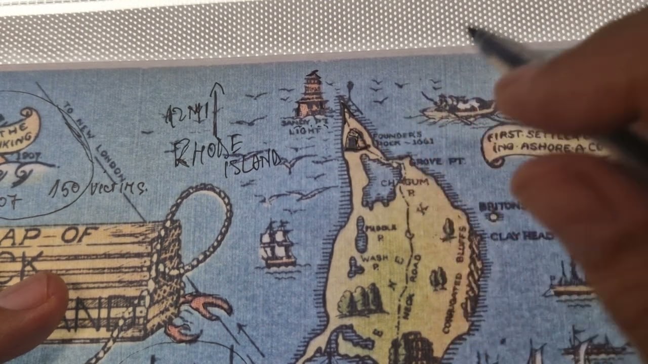 ASMR: Exploring Vintage MAP of BLOCK ISLAND with Landmarks | Must Know Facts | ASMR whispered