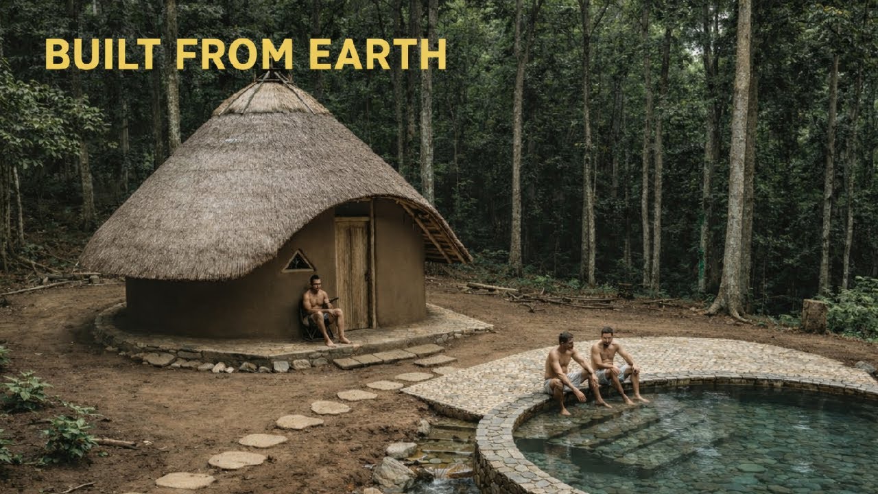 Building a Mud Shelter with a Natural Pool