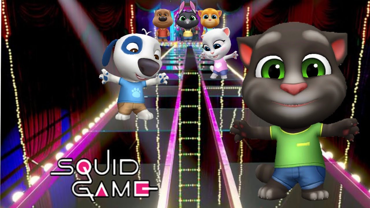 Talking  Tom Gold Run 2 but SQUID GAME - Glass Bridge Steping Stones