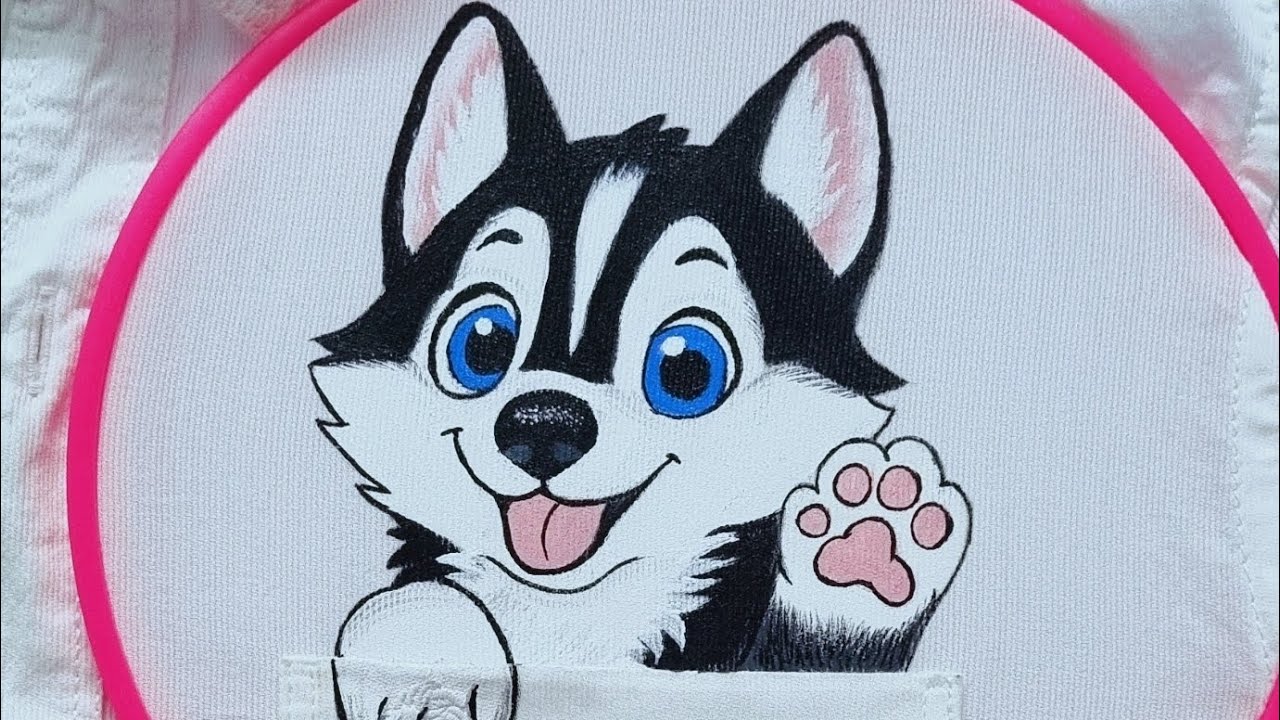 How to draw a cute little dog in shirt pocket🐶🐕 #handmade #art #dogs #pets #petlover #handpainted