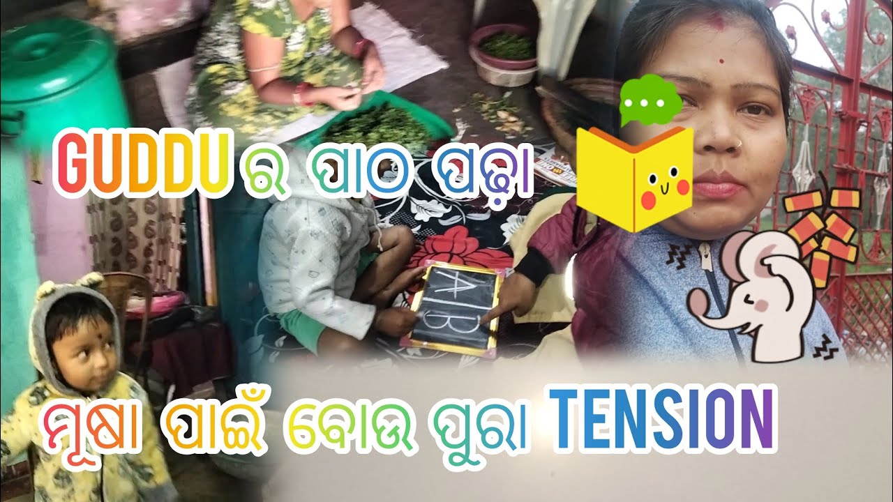 Guddu ର ପାଠ ପଢ଼ା ...#familyvlog #odia #cookingrecipes #vlog #rabindrasumivlog 