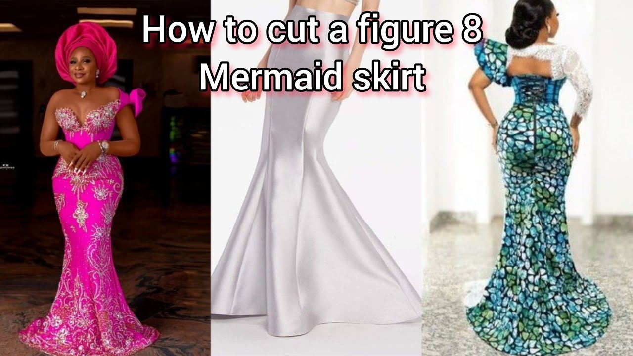 How to cut a figure 8 mermaid skirt//fish tail skirt//A line skirt// beginners friendly.