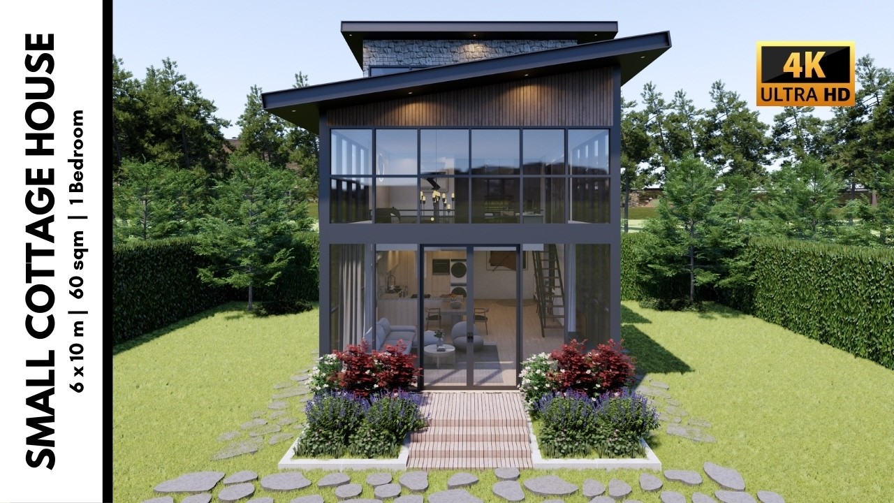Insane Loft Small Cottage House with High Ceiling & Glass Facade, only 60 sqm! 🔥