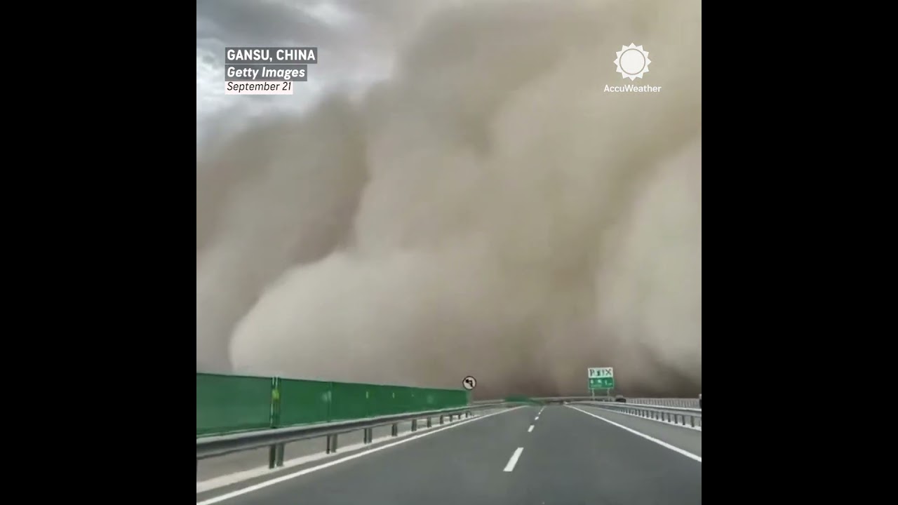 Dust Storm Envelops China Roadway