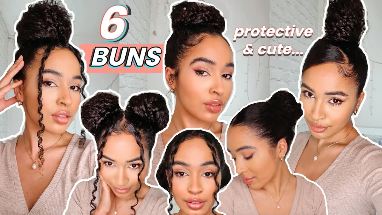 6 BUNS HAIRSTYLES for longer, thicker hair curly hair 💕 *protective styling*