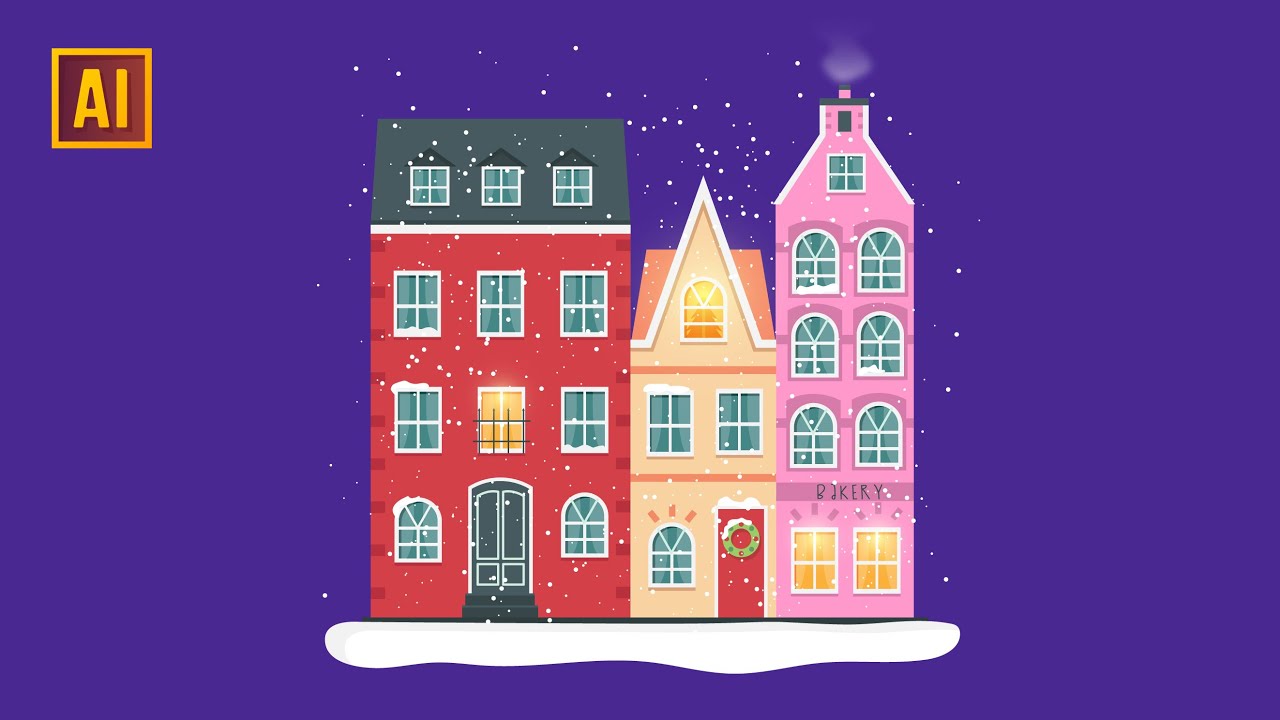 КАК РИСОВАТЬ МИЛЫЕ СКАНДИНАВСКИЕ ДОМА | УЧЕБНОЕ ПОСОБИЕ ПО ADOBE ILLUSTRATOR