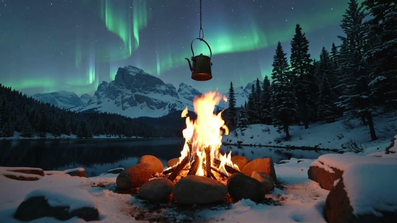 A Nice Epic Night  Nature by Water with Aurora Borealis Northern Lights