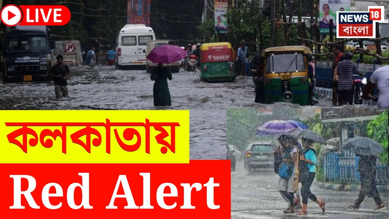 Kolkata Rain Today LIVE | দুপুরেই ফের অন্ধকার শহর | তুমুল ঝড়-বৃষ্টির লাল সতর্কতা | Bangla News