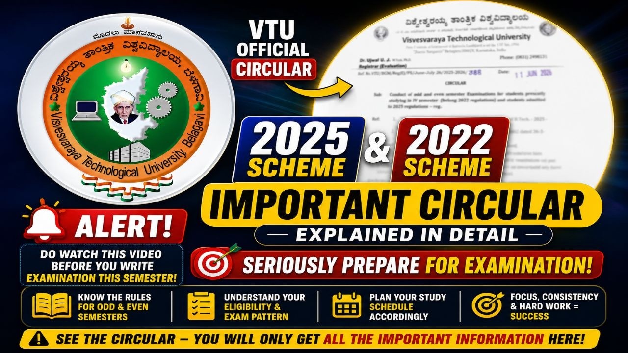 🚨🚨VTU Latest Circular 2026 | Important Update for 2025 & 2022 Scheme Students