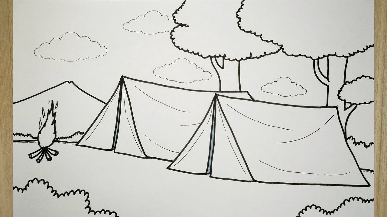 Cara menggambar tenda