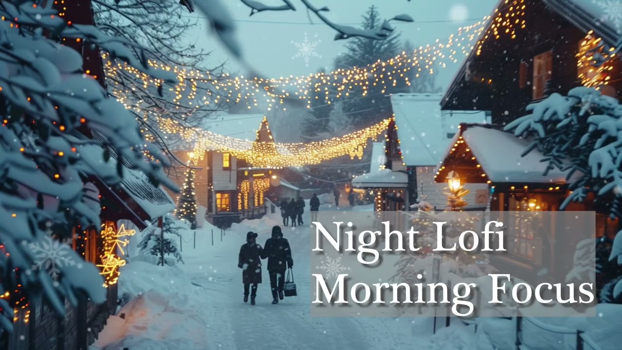 Night Lofi for Morning Focus ☕ Cozy Winter Village Ambience | Work & Study Beats