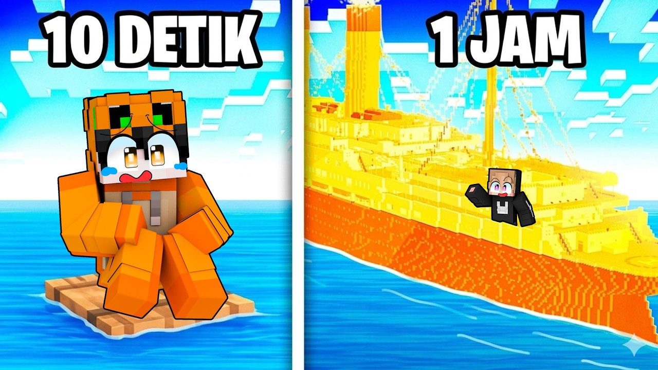 KITA BUAT KAPAL 10 DETIK VS 1 JAM DI MINECRAFT!!