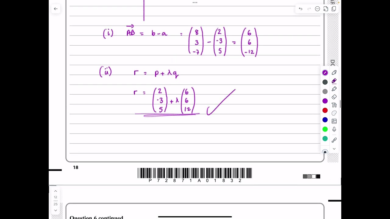 IAL, Edexcel, Jan 2023, P4, Q6, Vectors in 3D, Vector Equation of a Line, Pure, N Peters, WMA14/01
