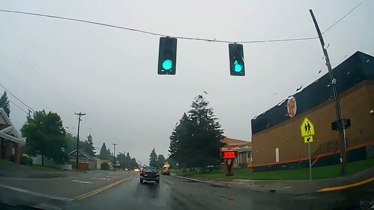 Driving in Idaho Falls in a Rainy Day