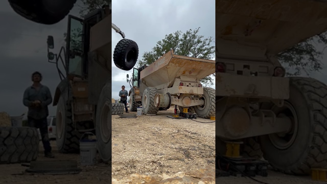 Changing haul truck tire