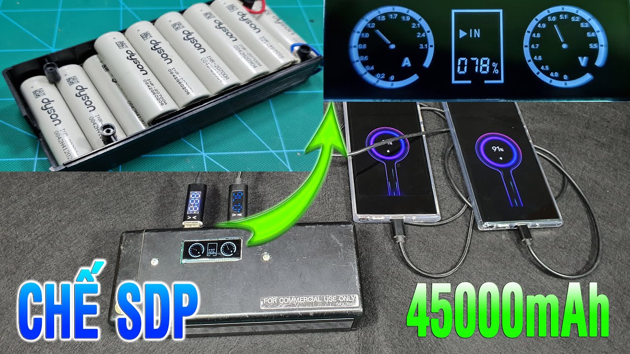 Chế Sạc Dự Phòng 45000mAh với Box Ve Chai