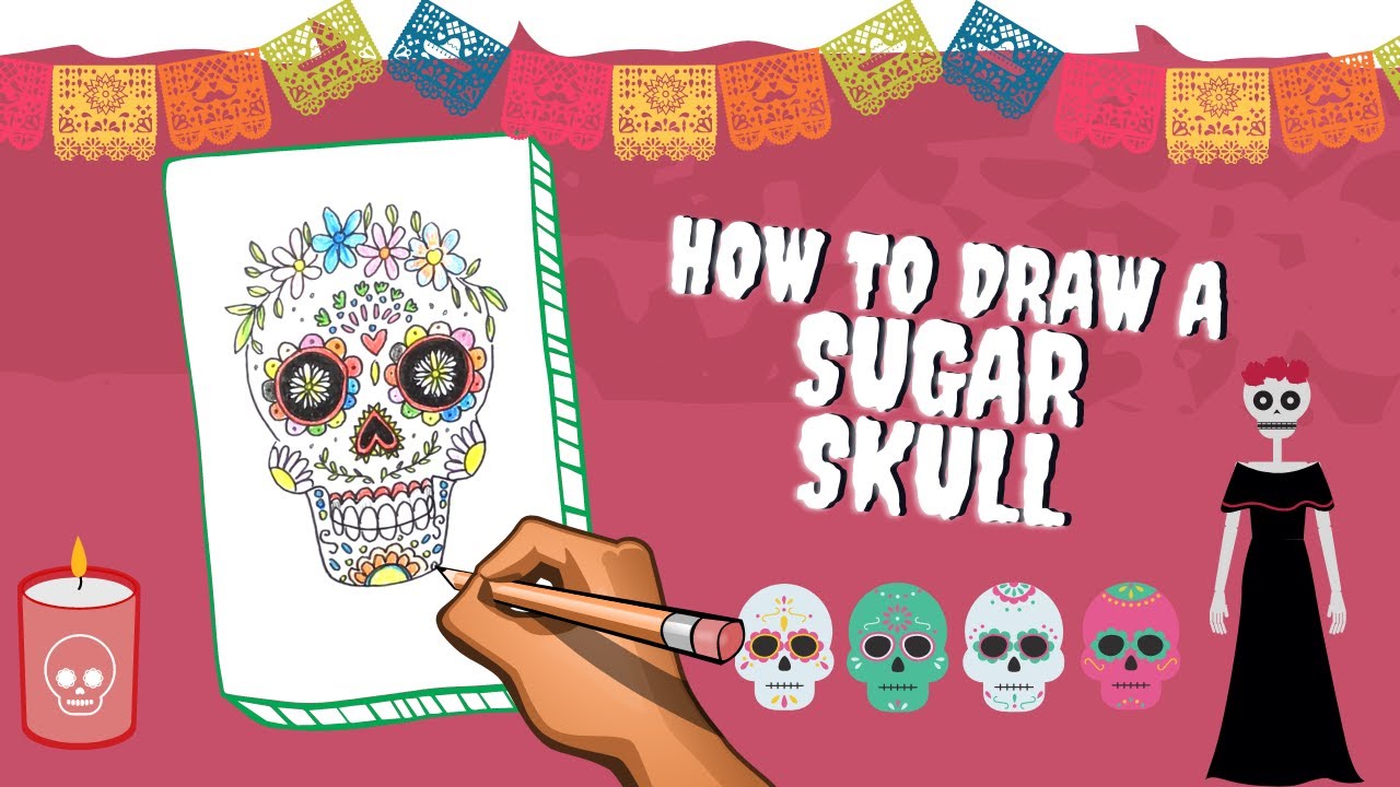 How to draw and paint a Mexican Sugar Skull- 💀Art Tutorial