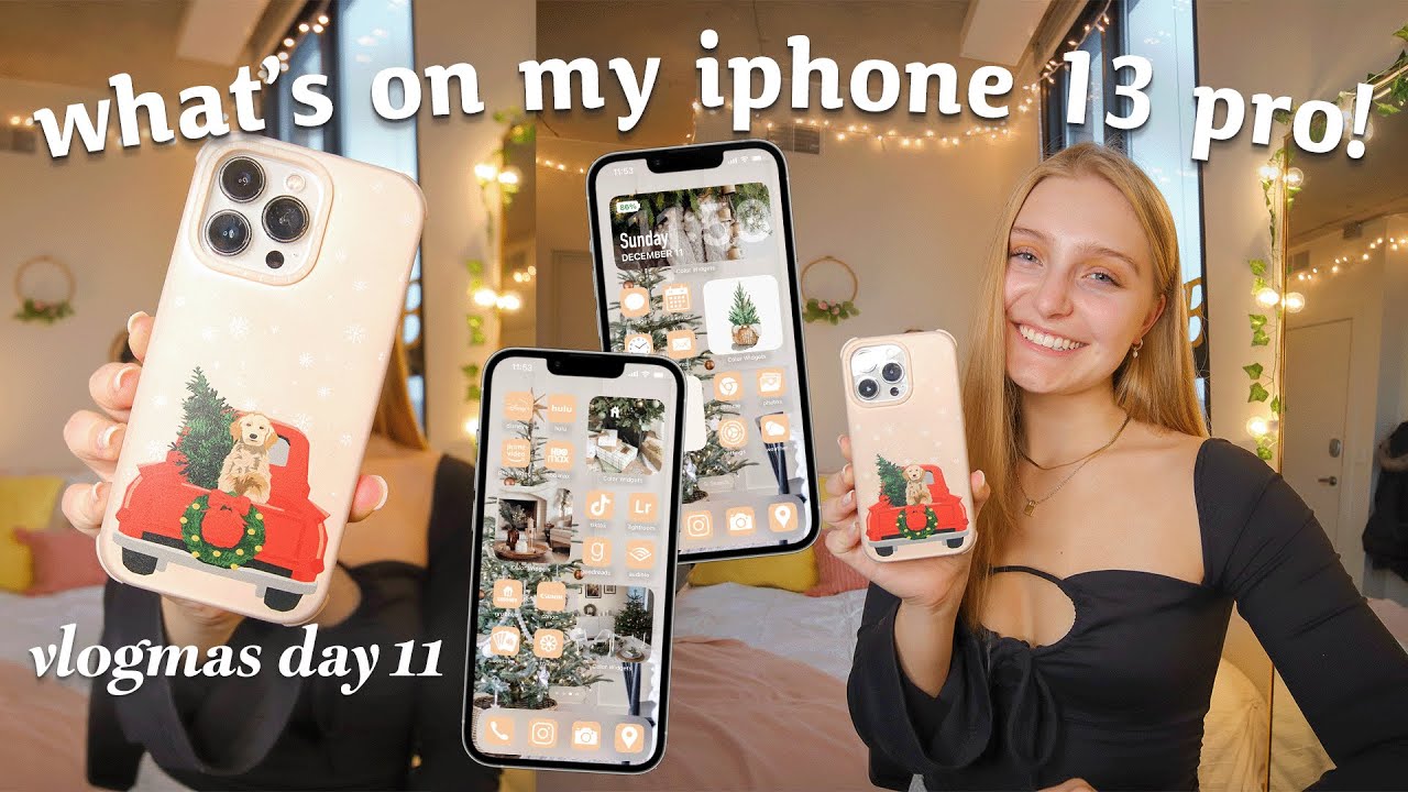 WHAT'S ON MY IPHONE 13 PRO 📱 cute and aesthetic, ios 16, christmas setup | Vlogmas day 11