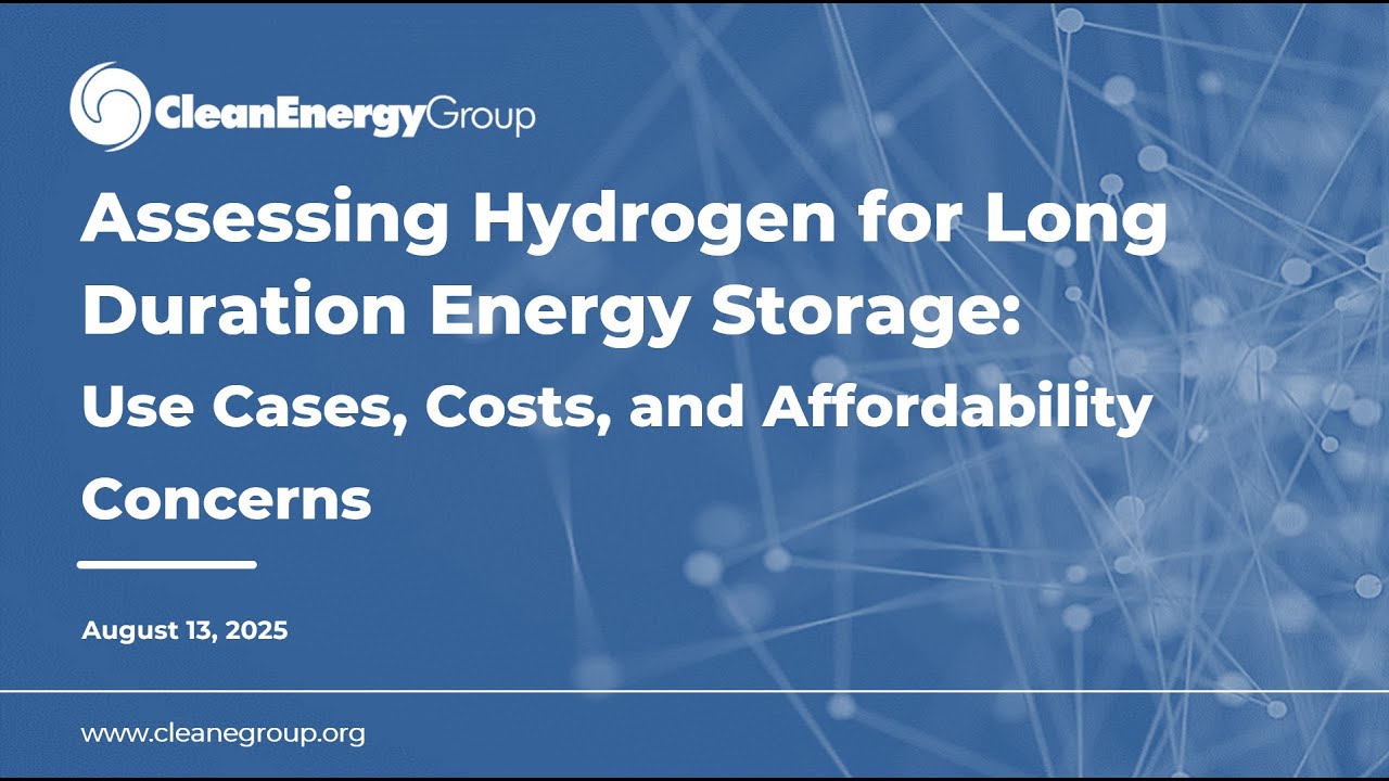 Hydrogen for Long Duration Energy Storage: Use Cases, Costs, and Affordability Concerns (8.13.25)