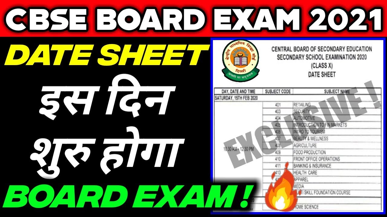 CBSE News! Board Exam 2021 Datesheet Released? Class 10th & 12th,Board Exam Date,Exam Datesheet 2021