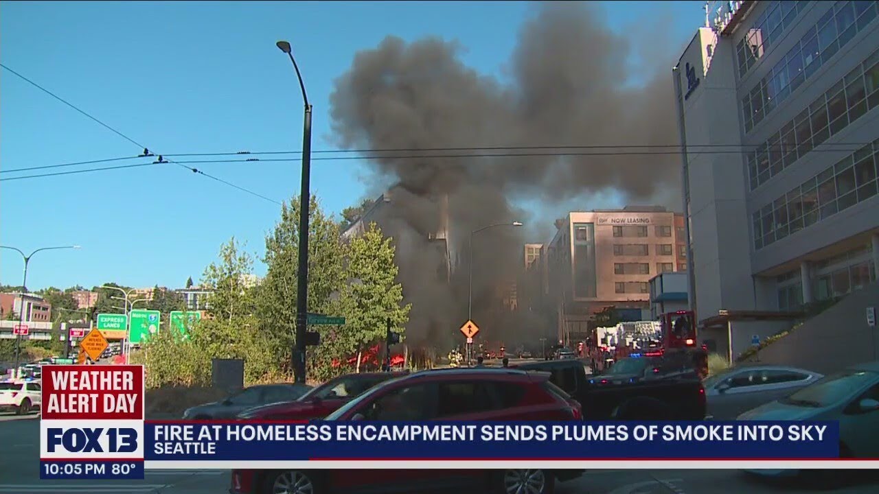 Massive fire at homeless encampment sends flames sky-high | FOX 13 Seattle