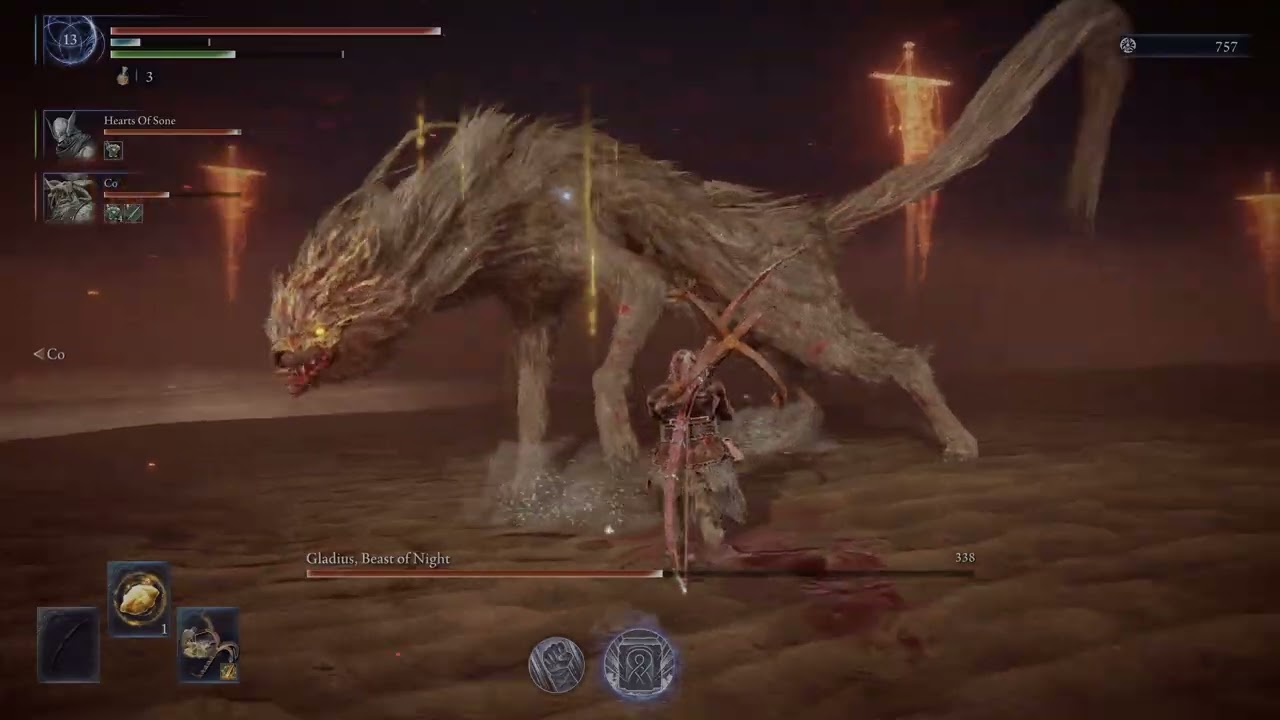 Nightreign trio vs Gladius (depth 4, question mark boss)