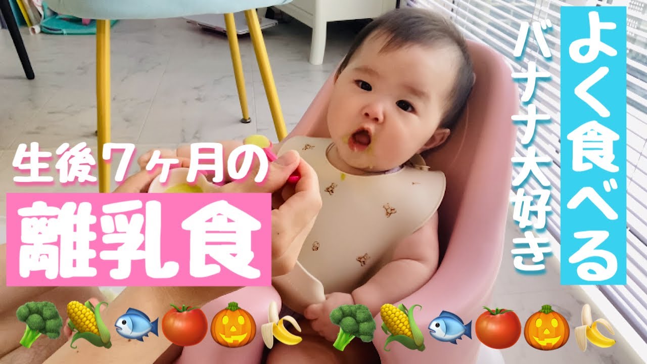 【離乳食】生後7ヶ月赤ちゃん✨離乳食を食べる様子♪ぱくぱくよく食べます♪