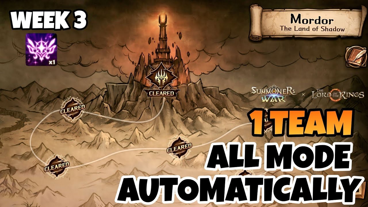 WEEK 3, MORDOR THE LAND OF SHADOW, ALL MODE WAS DONE WITH AUTOMATICALLY [Summoners War X The LOTR]