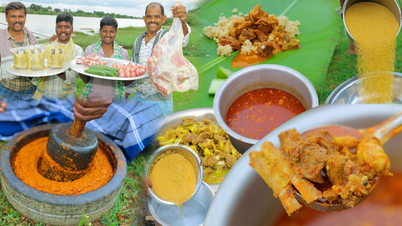 ನವಣೆ ಅನ್ನ ಮಟನ್ ತಿಳಿ ಸಾರು | Foxtail millet rice Mutton sherwa | Village traditional cooking