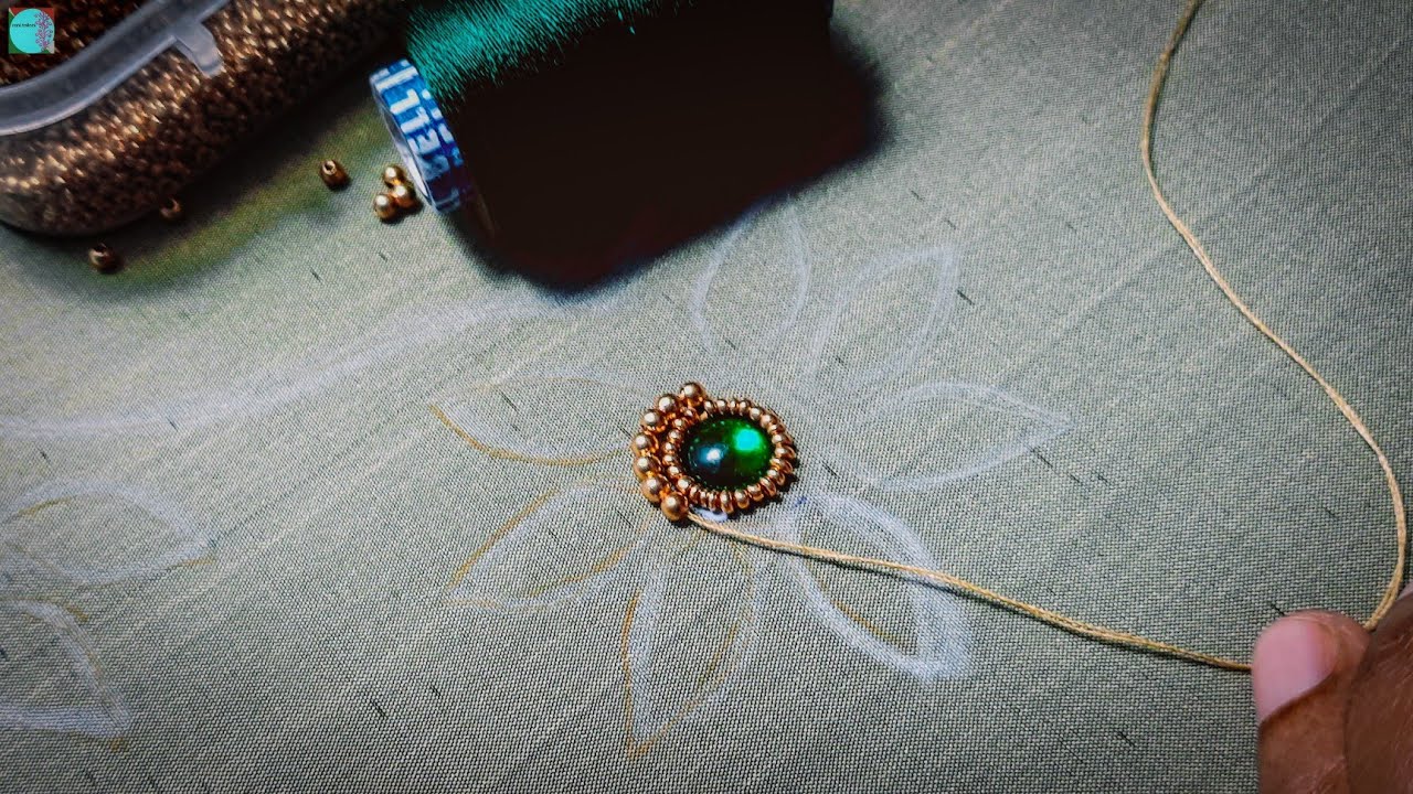 simple beautiful aari thread work using normal needle