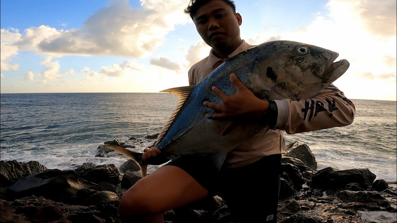 FULL DRAG !! HAMPIR JATUH LAWAN MONSTER GIANT TREVALLY | SALTIGA | PALMS SHOREGUN | HRK | SHOREJIG