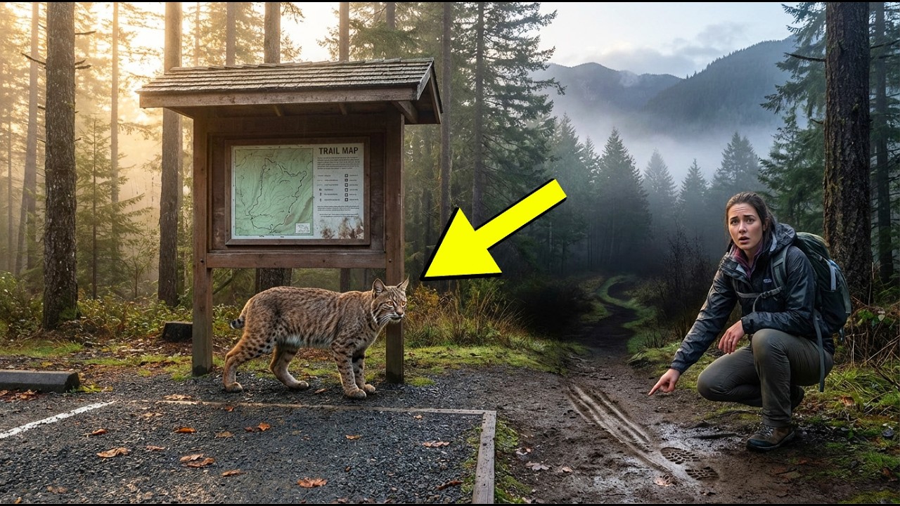 A Bobcat Refused to Leave the Trailhead Map Stand—Until the Hiker Noticed the Missing Laces…