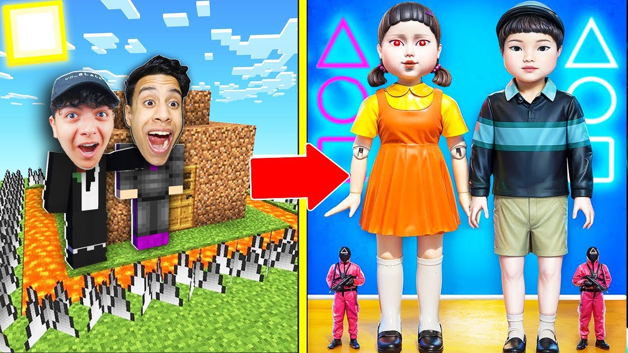 ماين كرافت : تحدي بناء بيت أمن ضد لعبة الحبار الولد الجدبد !!|The Most Secure House 😱🔥