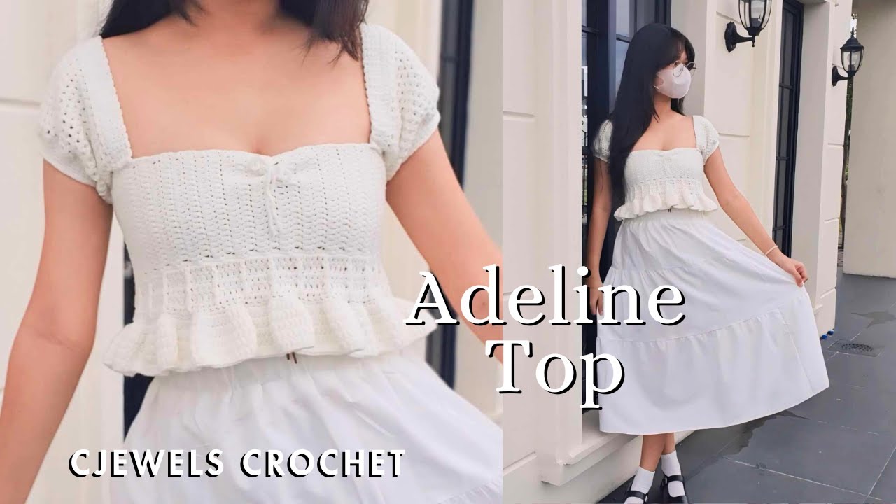 Crochet Babydoll Top - 🌼Adeline Crochet Top with Sleeves🌼 - Easy Crochet Ruffled Top