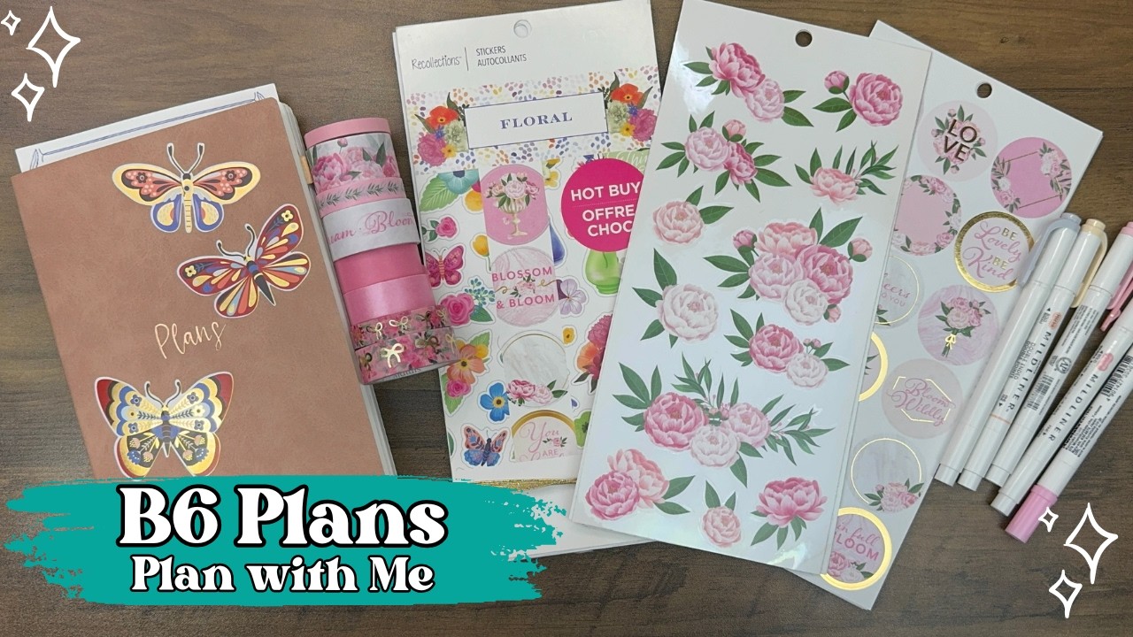 B6 Plans - Plan with Me - February Pink Planner Decor for Valentine's Day - Recollections Stickers