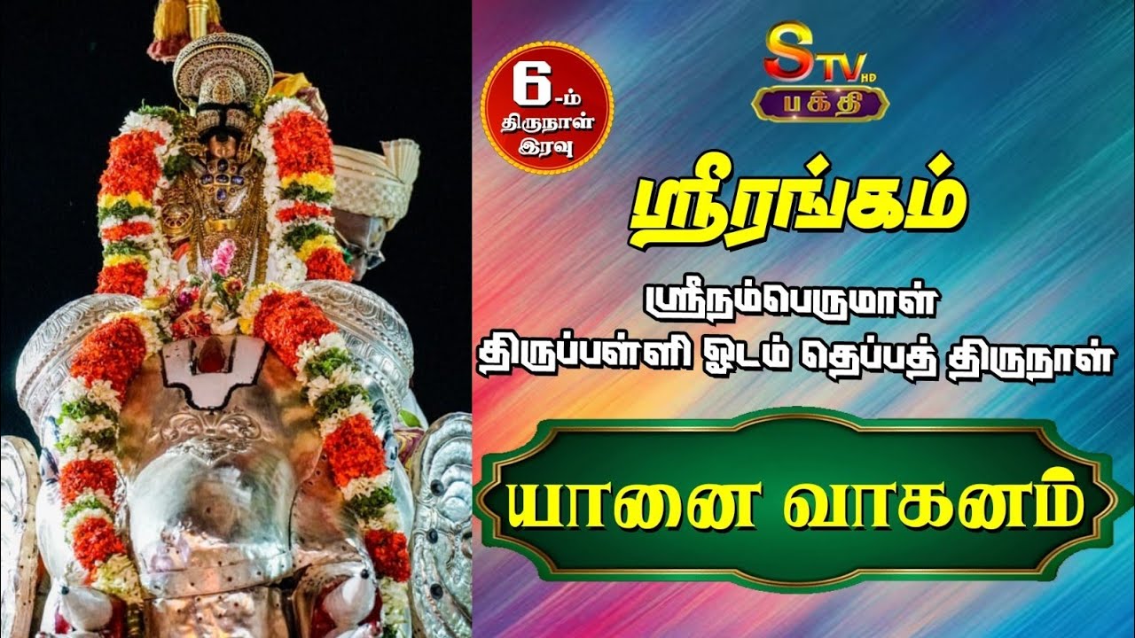 ஸ்ரீரங்கம் ஸ்ரீநம்பெருமாள்  தெப்பத் திருநாள்6 - ம் நாள். இரவு  யானை வாகனம்