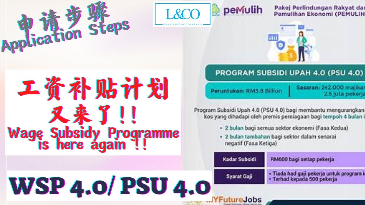 【WSP4.0/PSU4.0】工资补贴计划又来啦 !!教你申请津贴的步骤 !! Wage Subsidy Programme 4.0 Application Steps