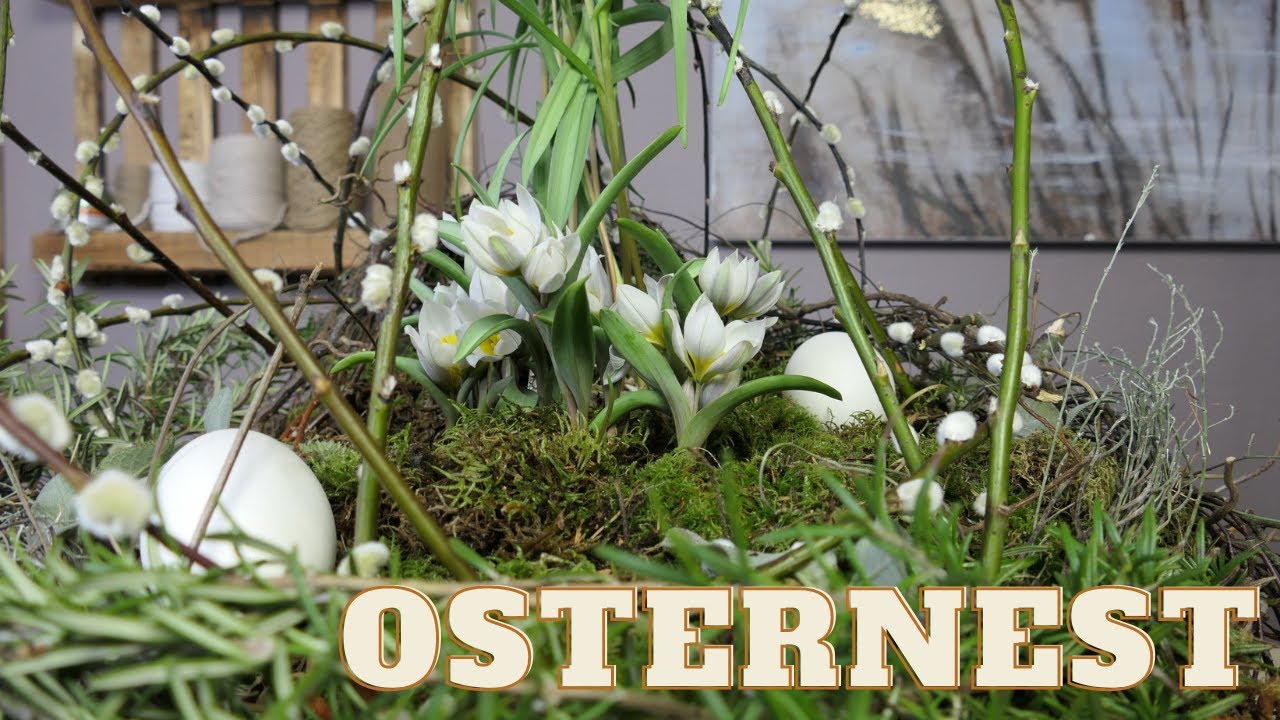 Osterdeko mit Rosmarin, Salbei & Thymian|DY Osternest mit floraler Füllung|Frühlingsdeko für draußen