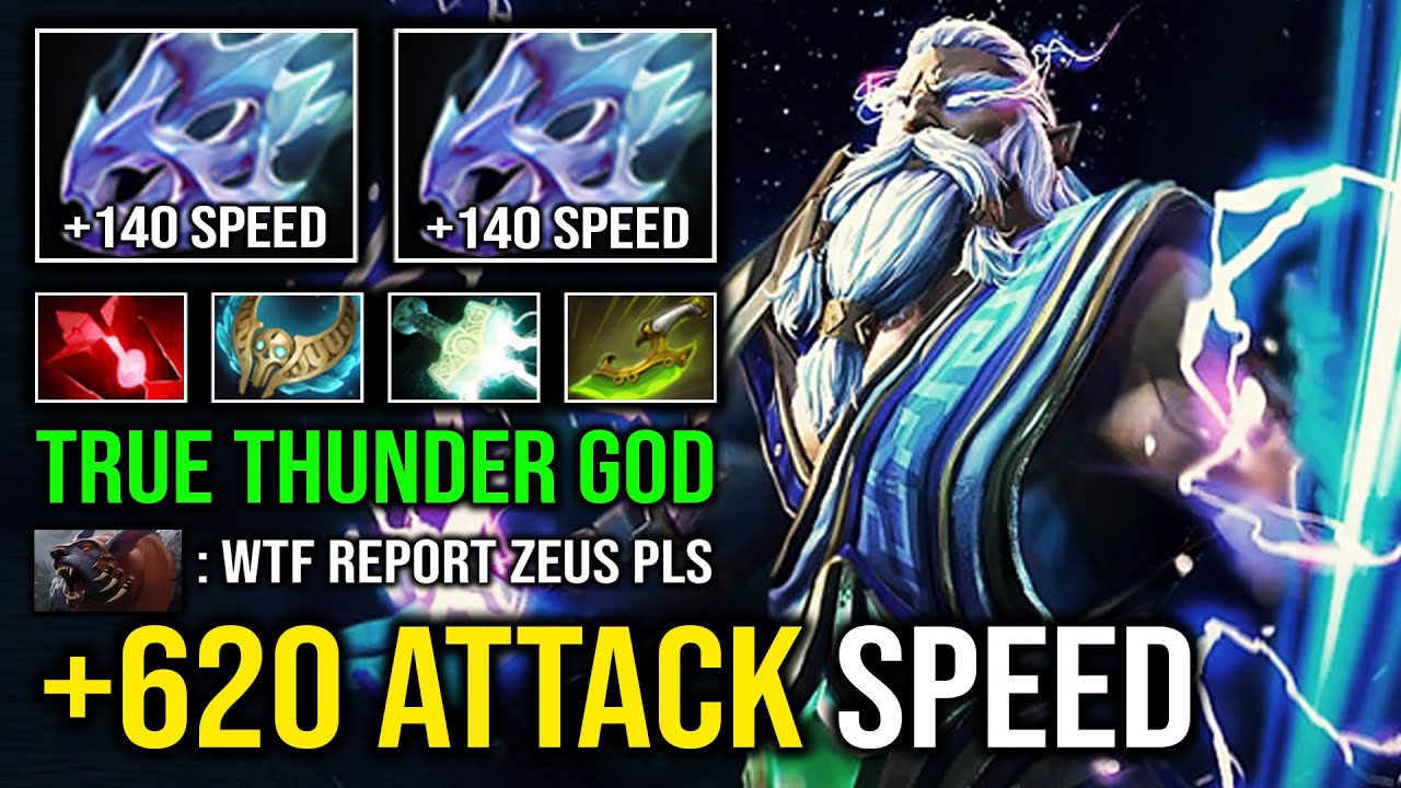 TRUE THUNDER GOD +620 Attack Speed Create Unlimited Lightning Hands Rampage Zeus Dota 2