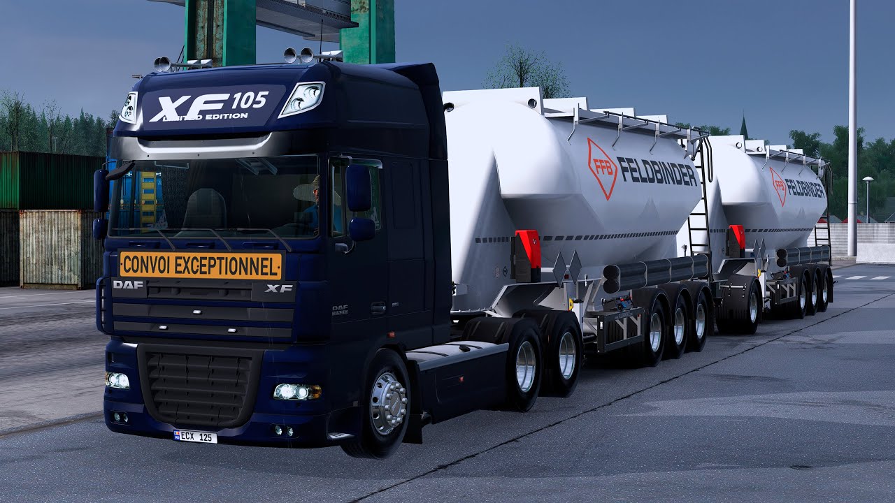 ETS2 | Lighting V2 🌧️ Insane Heavy Load Across Europe! DAF XF 105 Double Trailer Challenge 🌟