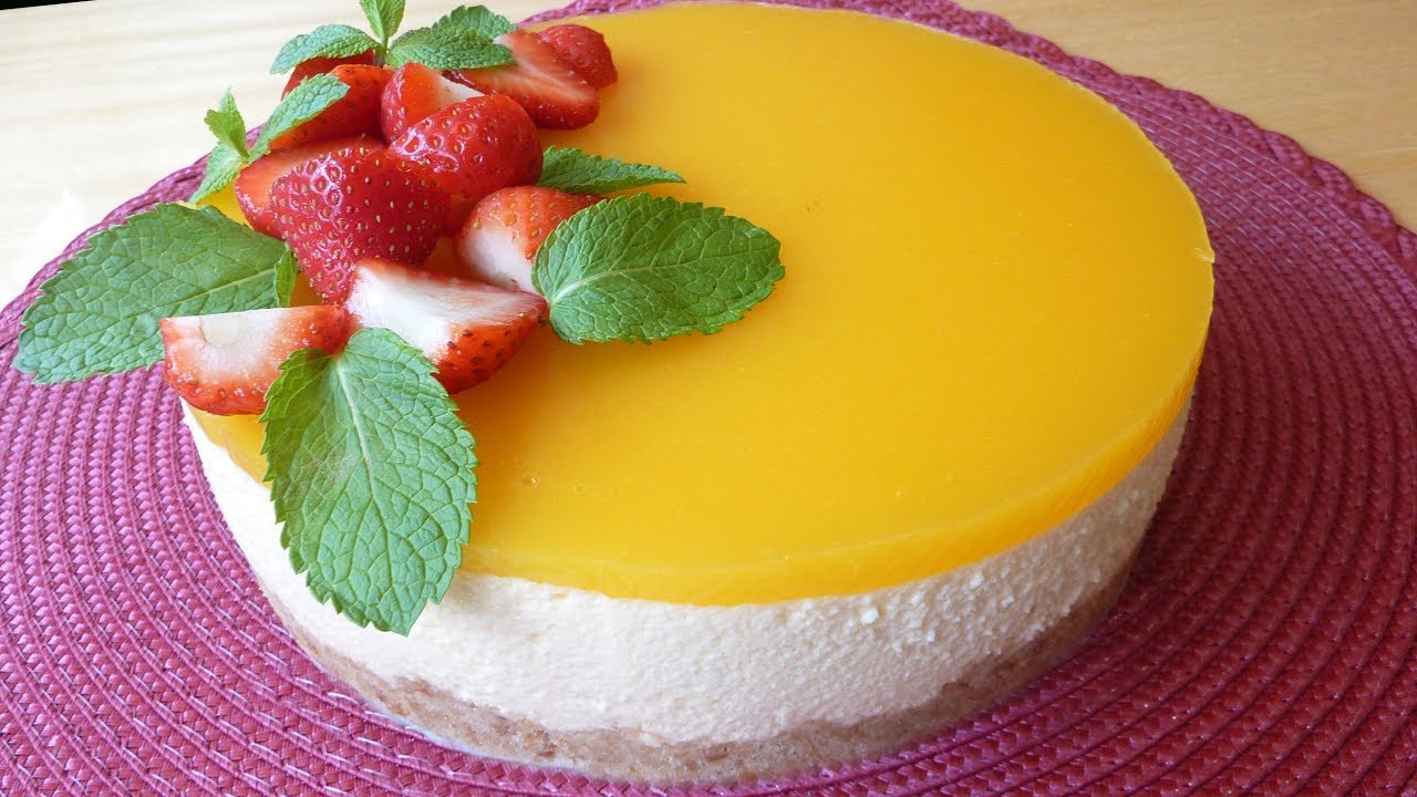 TARTA DE MELOCOTÓN EN ALMÍBAR 🍰 🍑  SIN HORNO