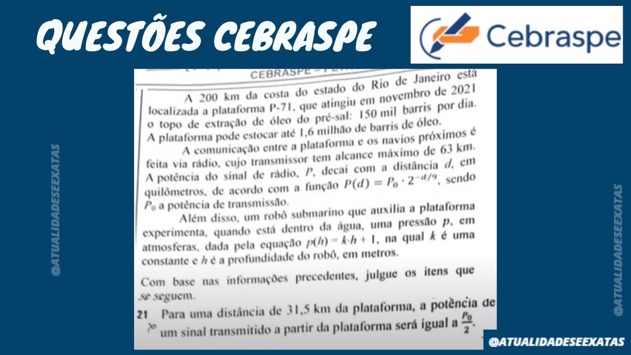 QUESTÕES CEBRASPE - PROVA DE MATEMÁTICA RESOLVIDA 24/03/2024 - FUNÇÕES