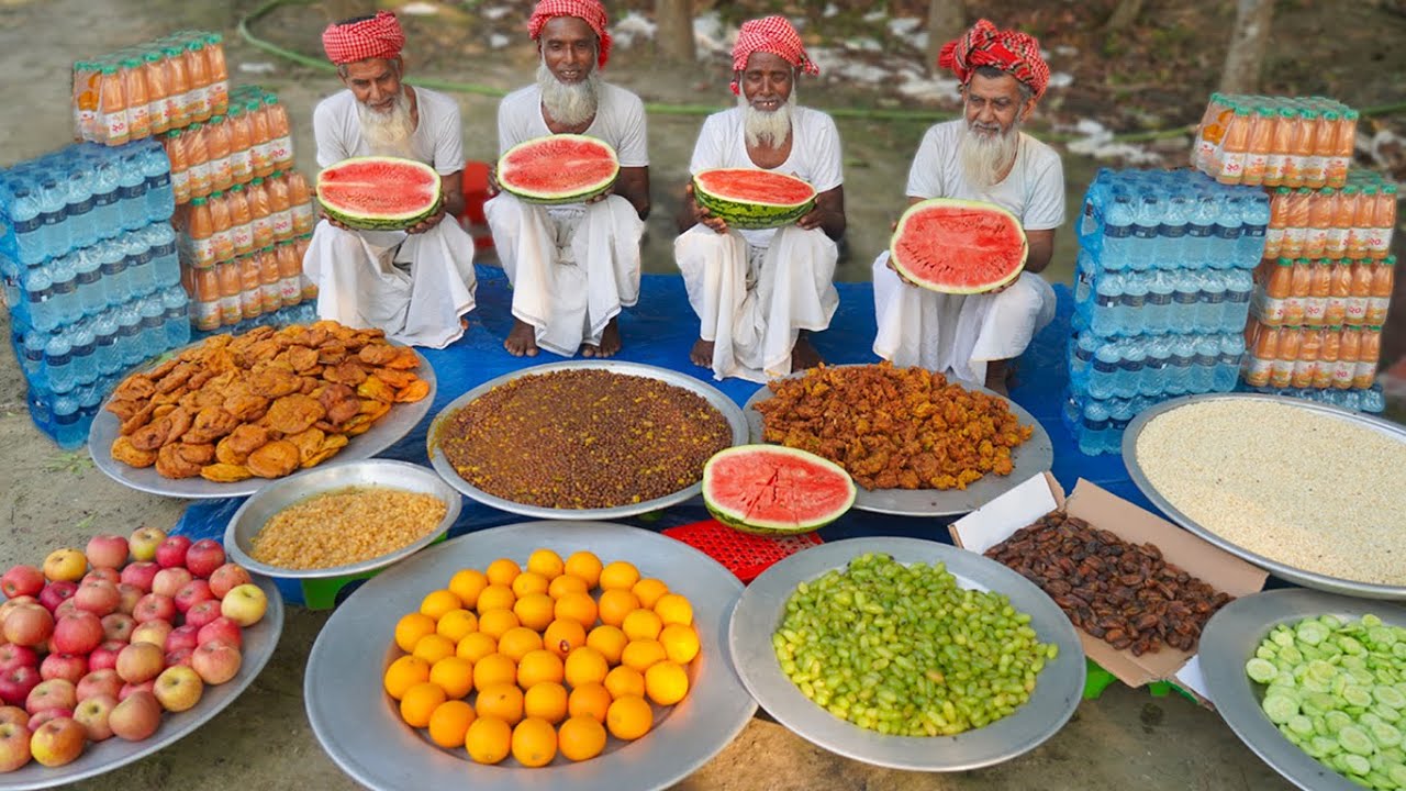 Traditional Ramadan Iftar - Huge Fruits, Spice Chop & Drinks Iftar Food for Old Age Special people