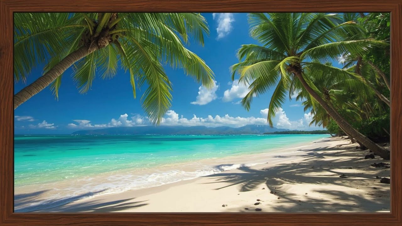 Tropical Beach Wall Art for TV 🌴| Relaxing Coastal Living Room Decor l Framed TV Art l 2 hour loop