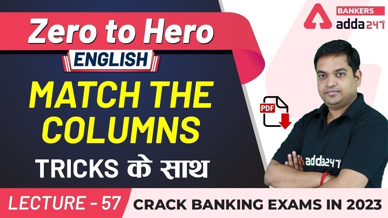 Match The Columns | English | Adda247 Banking Classes | Lec-57